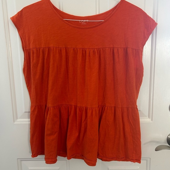LOFT Outlet Women's Orange Tiered Top Size Large - Picture 5 of 5
